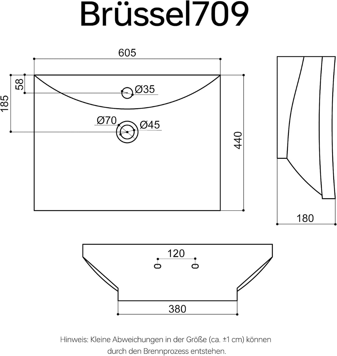 Mai &amp; Mai Aufsatzwaschbecken Brüssel709 mit Nano-Beschichtung Lotus-Effekt in weiss aus Keramik 1 Ar