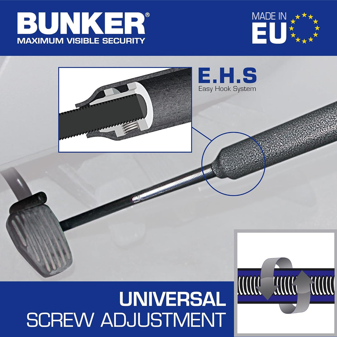 BUNKER BB83B Lenkradkralle Anti-Diebstahl, Gehärtete Schaukel, Hohe Sicherheit, Universal Max 83cm S