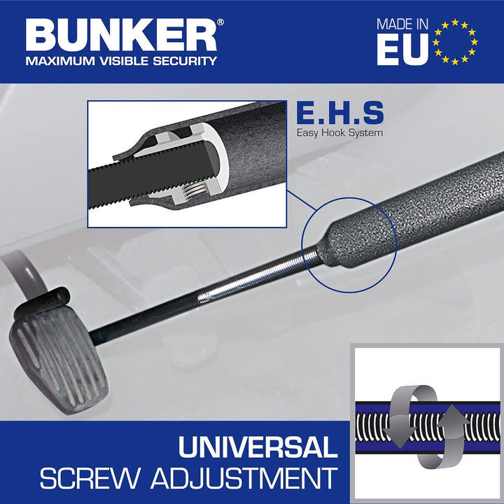 BUNKER BB83B Lenkradkralle Anti-Diebstahl, Gehärtete Schaukel, Hohe Sicherheit, Universal Max 83cm S