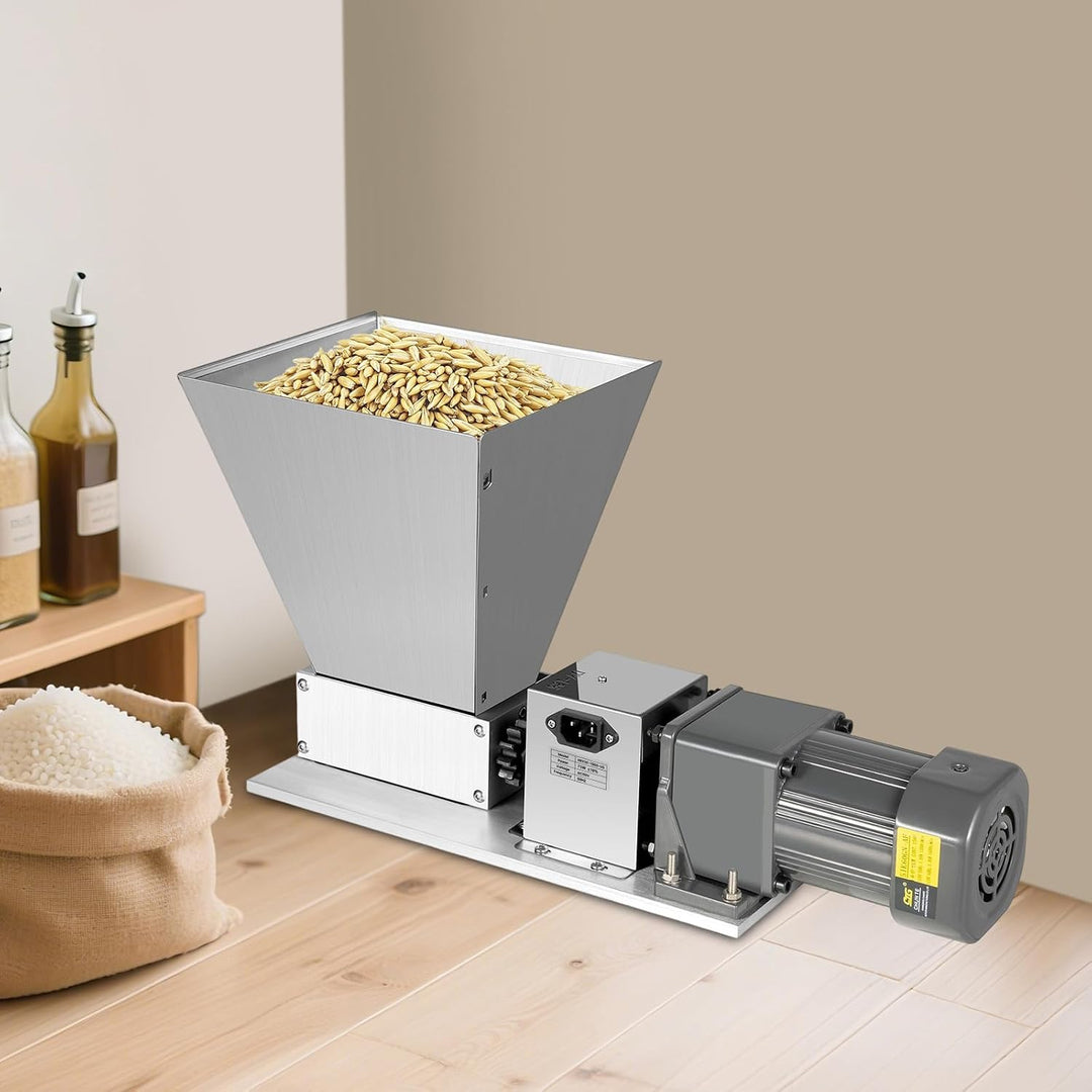 75W Elektrisch Kornquetsche Getreid Max. Kapazität 4L,Schleifrate 20kg/h | Flockenquetsche Edelstahl