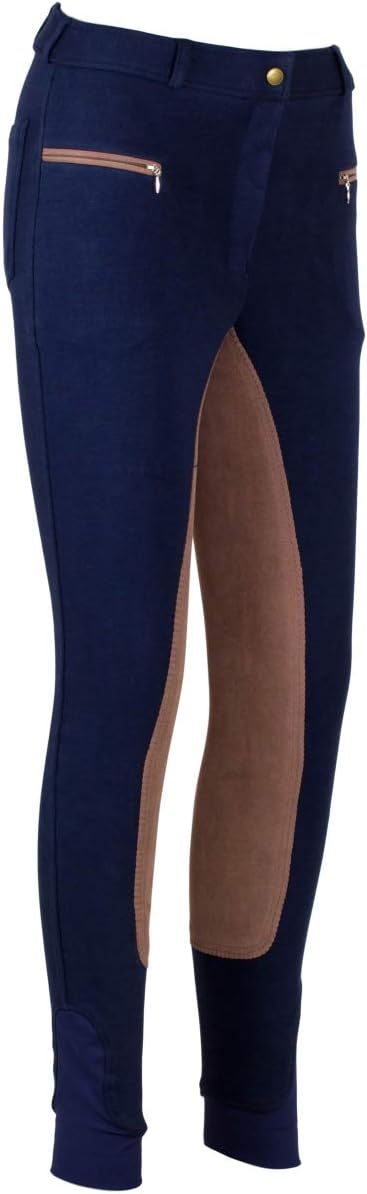 RL24 Damen Reithose Vollbesatz Flex BASICLINE 40 Dunkelblau/Hellbraun, 40 Dunkelblau/Hellbraun