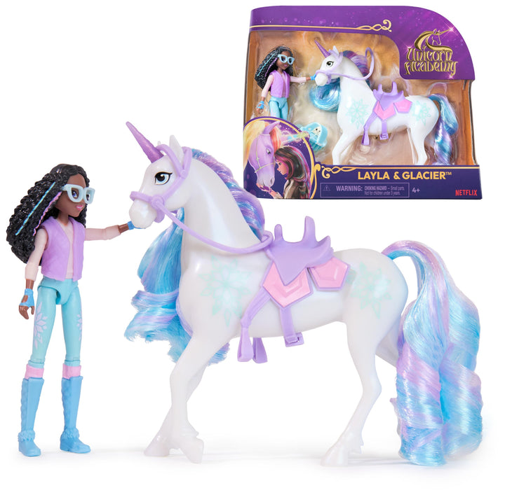 Unicorn Academy Layla und Einhorn Glacier Set - ca. 12 cm grosse Originalfiguren zur beliebten Netfl