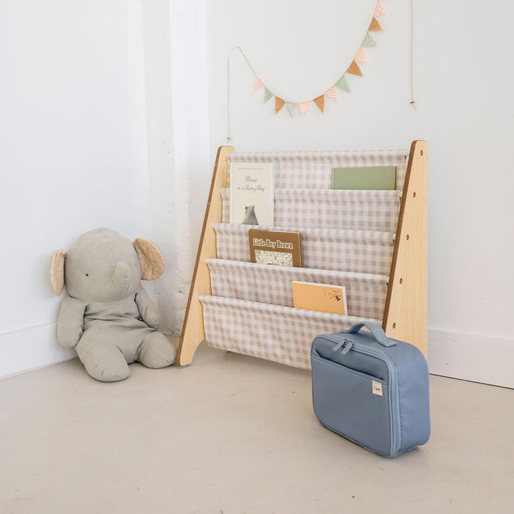 3 Sprouts Kinder Bücherregal aus Holz – Montessori Regal für Kinderzimmer - Gingham Beige, Gingham B