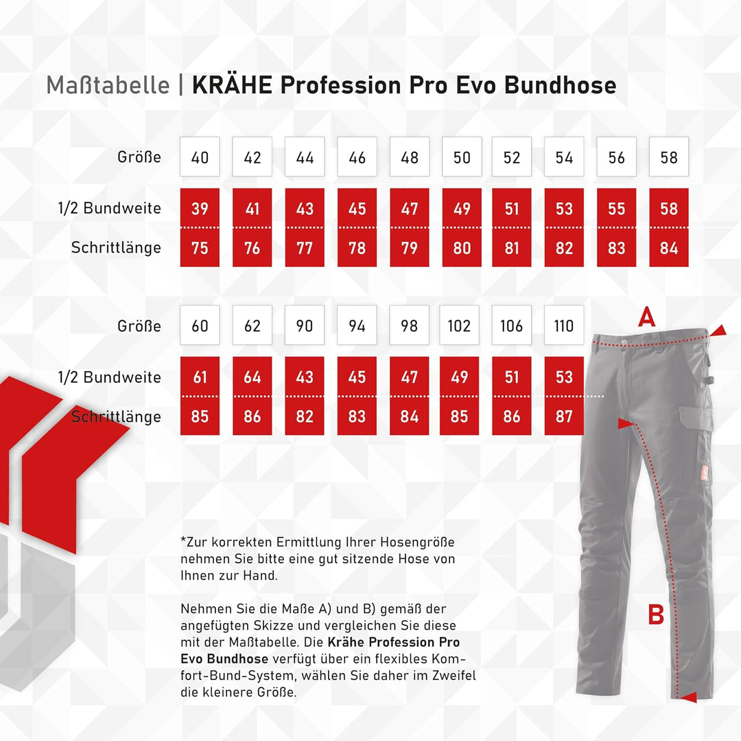 KRÄHE WORKWEAR Profession Pro Evo Bundhose I Arbeitshose mit Stretch I Made IN Europe I unser Allrou