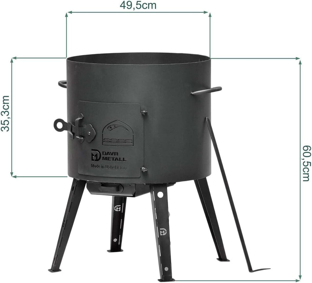 Ø49cm Uchag 2mm stahl Utschak mit Adapter-Ringe 22L Kazan rund Kasan Utschag Feldküche Feuerstelle C