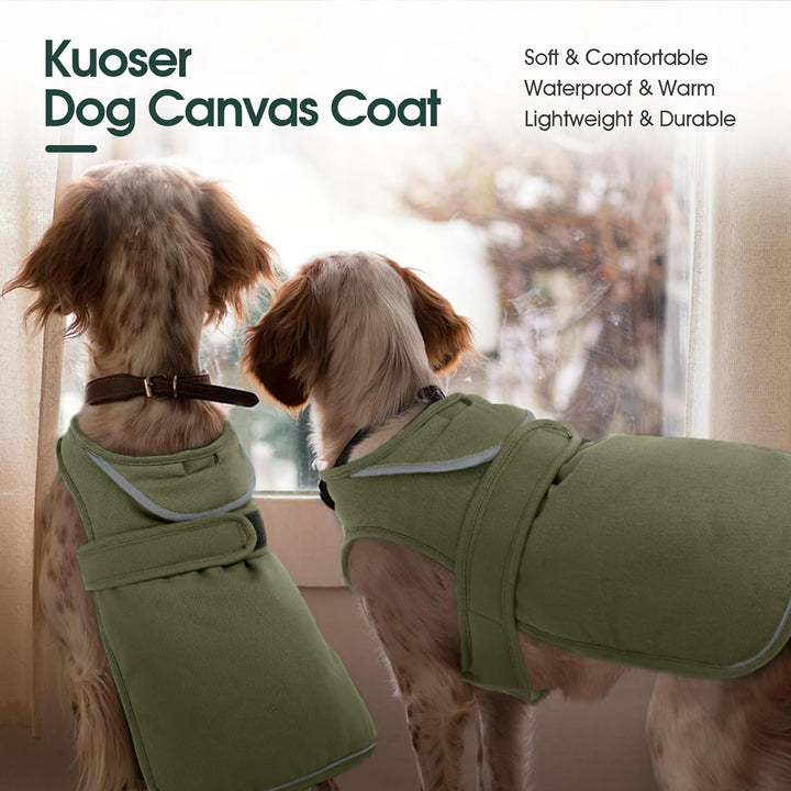 Kuoser Leinwand Haustier Hund Wintermantel, Reflektierende Warme Fleecejacke für Kleine Mittelgrosse