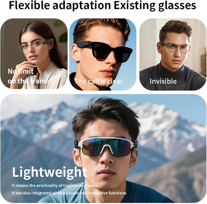 Fockety Externe Brille -Kopfhörer, Open-Ear-Sound-Wireless-Headset mit 5.3-Chip, Vibrations-Soundübe