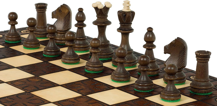 Sunrise Chess | Schach JUNIOR | Elegant | Handgebrannte Holzfiguren | Handbemaltes Schachbrett | Sor