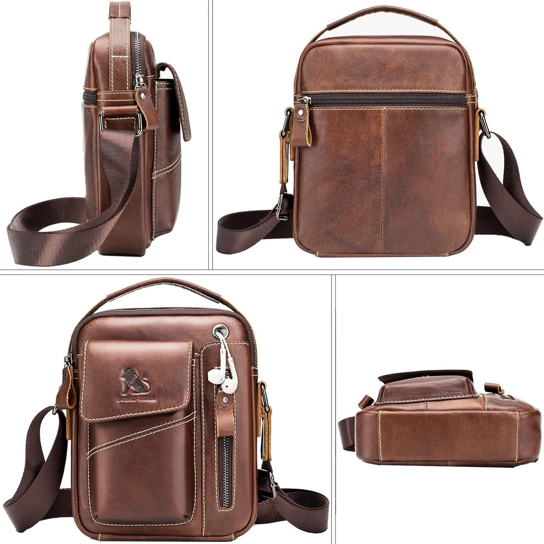 Einyniuer Herren Umhängetasche Mode Crossbody Tasche Leder Schultertasche Herrentasche Vintage für A