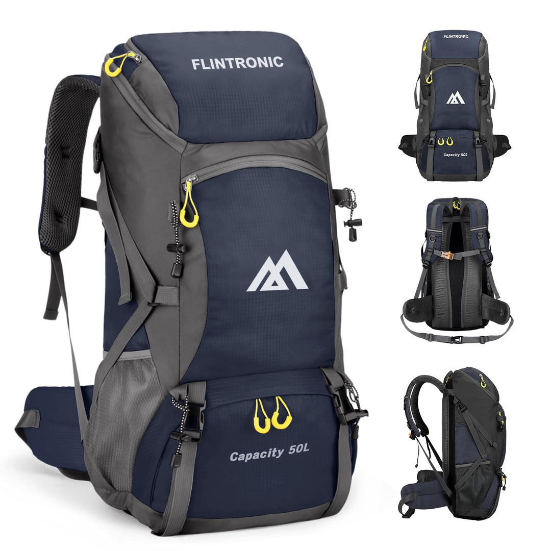 flintronic Wanderrucksack Herren Damen 50L, Outdoor Rucksack Trekkingrucksack, Leichter Wasserdichte