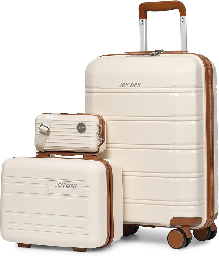 Joyway Kofferset 3 Teilig Hartschale mit 4 Rollen und TSA-Schloss Der Gepäcksets Enthält 1 Kosmetikk