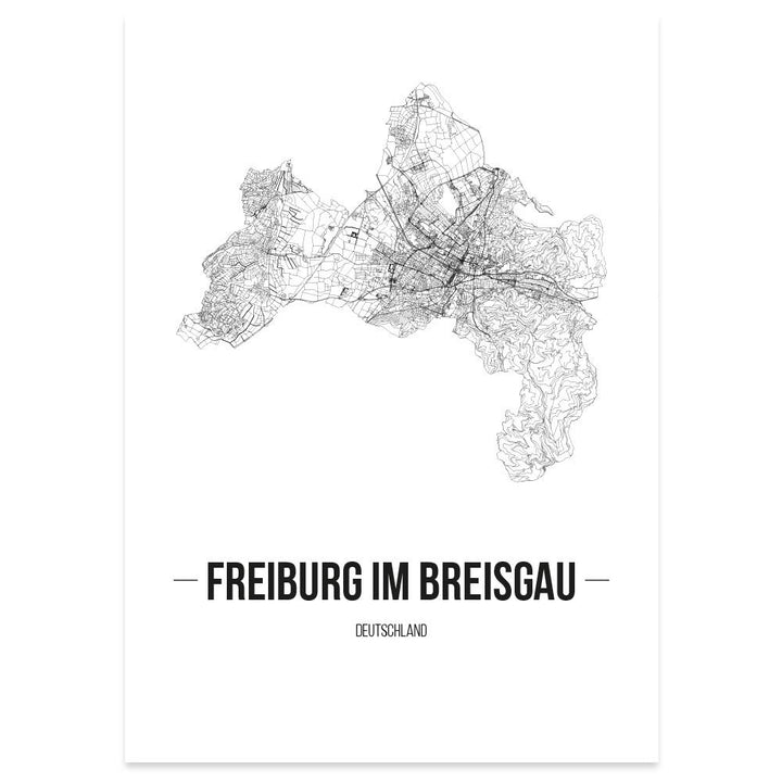 JUNIWORDS Stadtposter, Freiburg im Breisgau, Wähle eine Grösse, 40 x 60 cm, Poster, Schrift B, Weiss