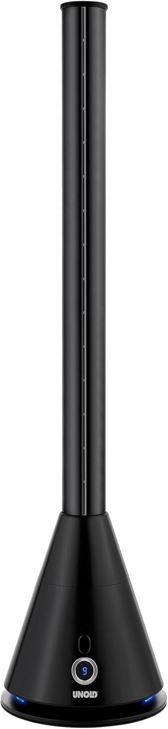 UNOLD 86865 TURMVENTILATOR Black Tower mit 9-stufiger Geschwindigkeitsregelung, zuschaltbarer 90° Os