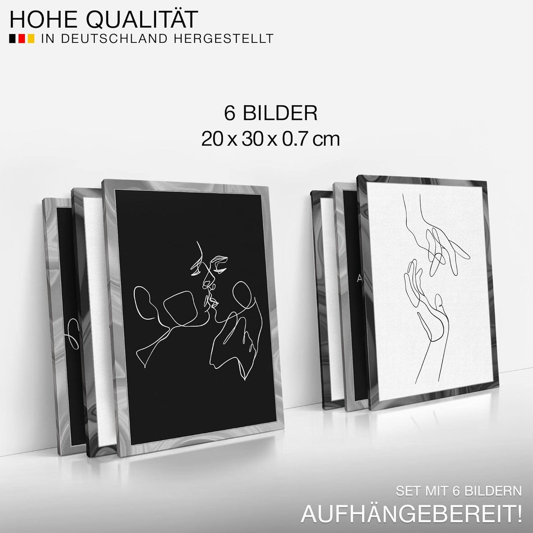 Novart Wandbilder Set - KOMPLETT AUFHÄNGFERTIG - Made in Germany - Moderne Bilder Love Wohnzimmer Sc
