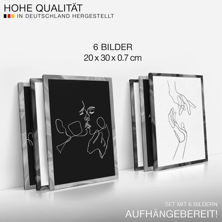 Novart Wandbilder Set - KOMPLETT AUFHÄNGFERTIG - Made in Germany - Moderne Bilder Love Wohnzimmer Sc