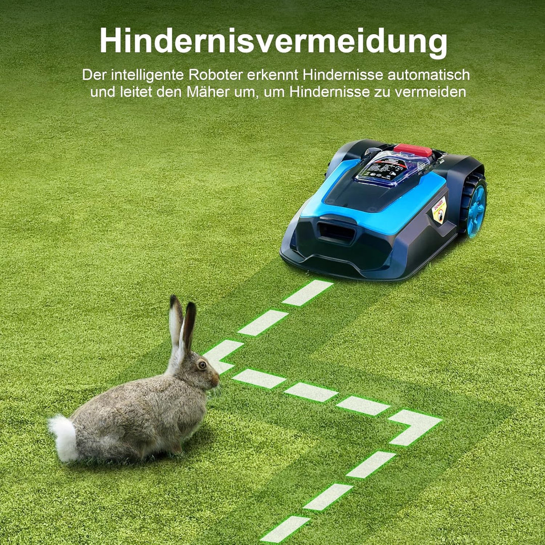 Bonnlo Mähroboter mit Begrenzungskabel, 20V 4.0Ah Akku Selbstladung, Mähroboter mit Bluetooth/WLAN S