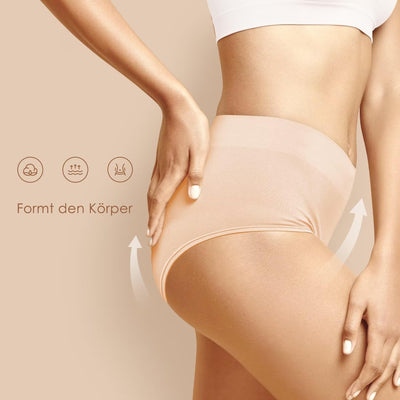 YouShow Unterhosen Damen 5er Pack Baumwolle Hohe Taille Unterwäsche Slip Stretchanteil XS Beige, XS