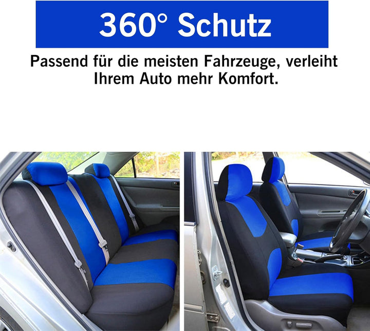 Universal-Sitzbezüge für 5-Sitzer, geeignet für Autositze vorne und hinten, mit Kopfstützen, verschl