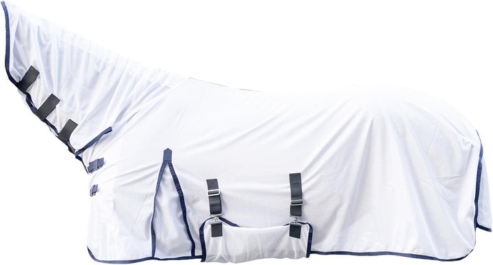 HKM 4057052161209 Fliegendecke -Lyon- Mit Halsteil1200 Weiss145 145 cm Weiss, 145 cm Weiss