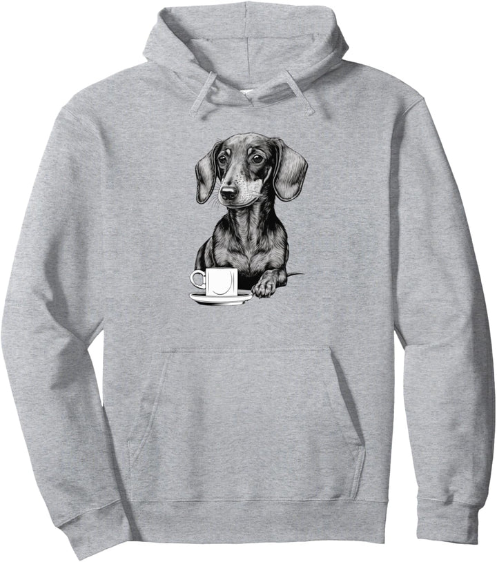 Dackel Dackelhund mit Kaffee Silhouette Retro Geschenk Pullover Hoodie