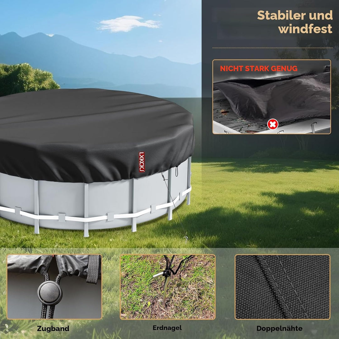 LXKCKJ Runde Poolabdeckung für oberirdische Pools- Lagertank Poolabdeckung mit Kordelzug Design-Whir