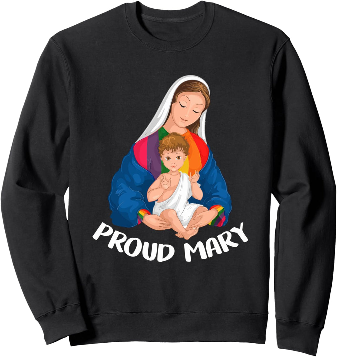 Proud LGBT Mary Rainbow Flag Gay Pride Support LGBTQ Sweatshirt
