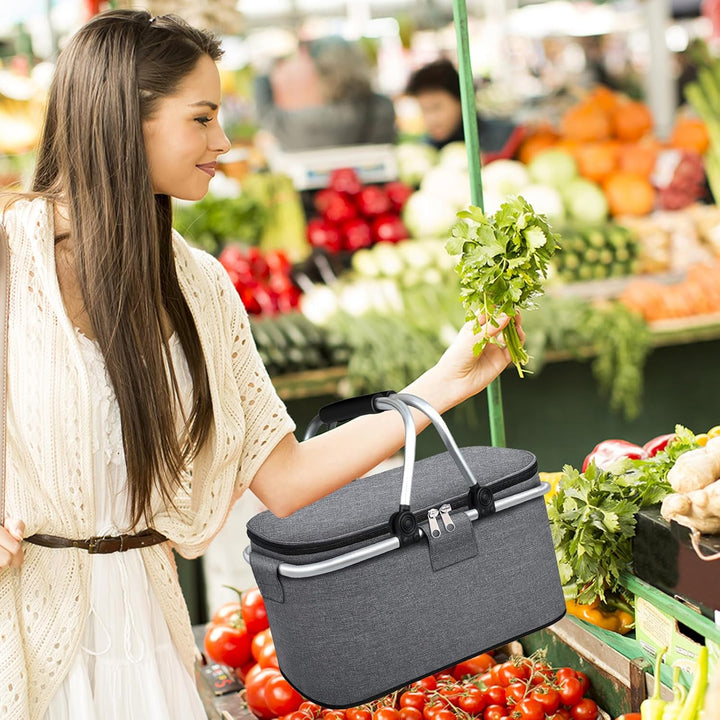 Faltbare Picknickkörbe, 20 L Grosse Kapazität Zusammenklappbare Kühltasche Isoliertasche Einkaufskör