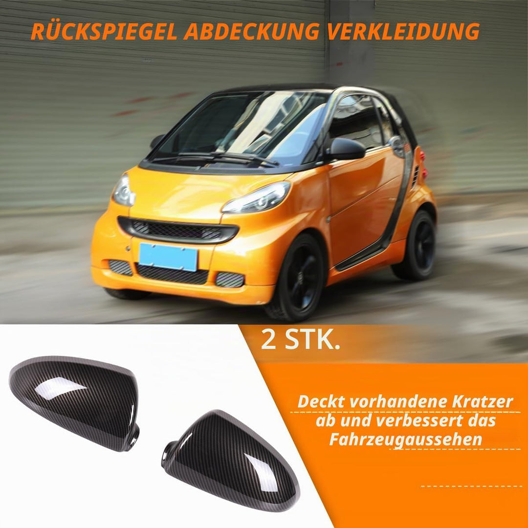 Karbonfaser-Spiegelkappen, passend für Benz Smart 451 2009–2015, Seitenspiegel-Abdeckung, Zubehör