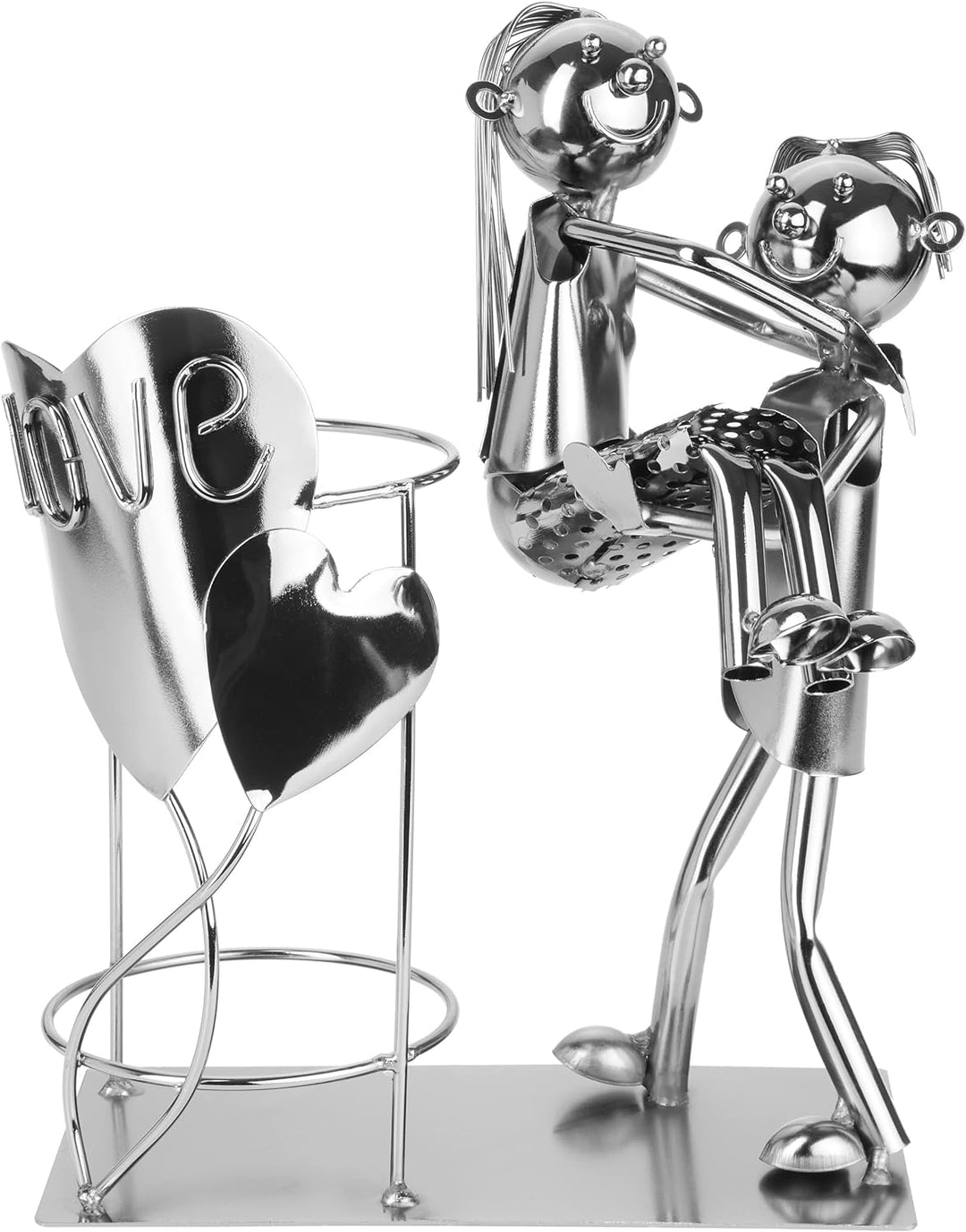 Brubaker Flaschenhalter Liebespaar mit Herzen Metall Skulptur inklusive