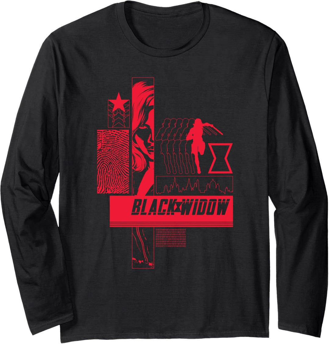 Marvel Black Widow Movie Natasha Romanoff Retro Spy Langarmshirt