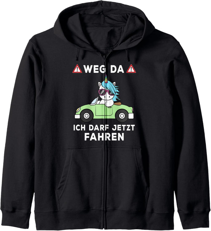 Weg da Darf Fahren Einhorn Führerschein Prüfung bestanden Kapuzenjacke