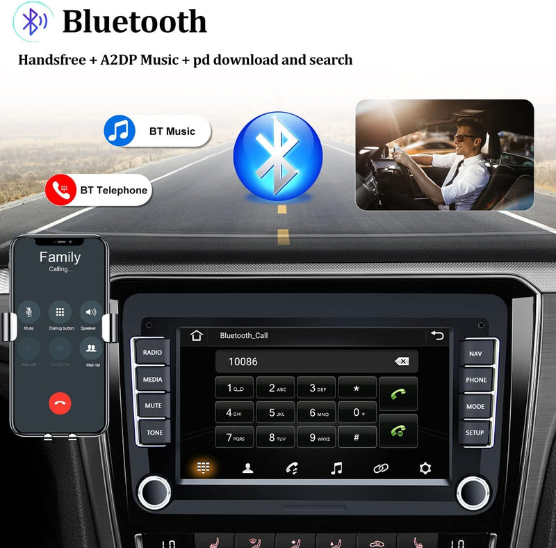 DAB+ Android Autoradio für VW Bluetooth mit Navi, 2DIN Doppel Din GPS WiFi FM/AM Radio Mirror Link f