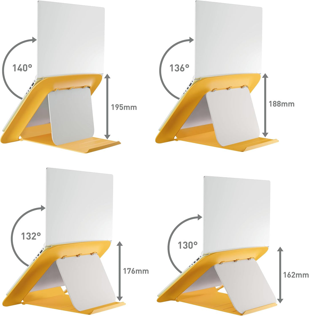 Leitz Höhenverstellbarer Laptopständer, Kompakte Laptop-Erhöhung mit 4 Höhen für 13“-15“ Notebooks,