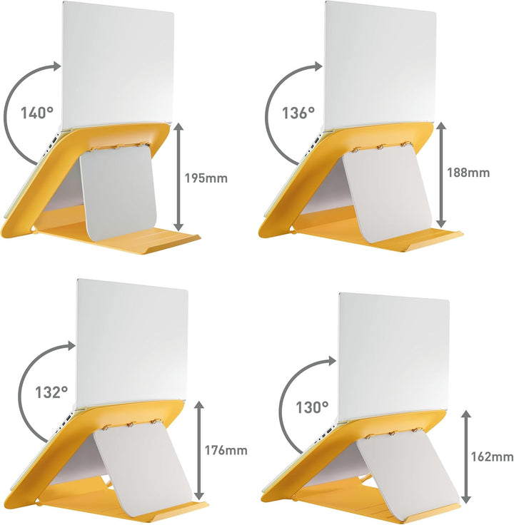 Leitz Höhenverstellbarer Laptopständer, Kompakte Laptop-Erhöhung mit 4 Höhen für 13“-15“ Notebooks,