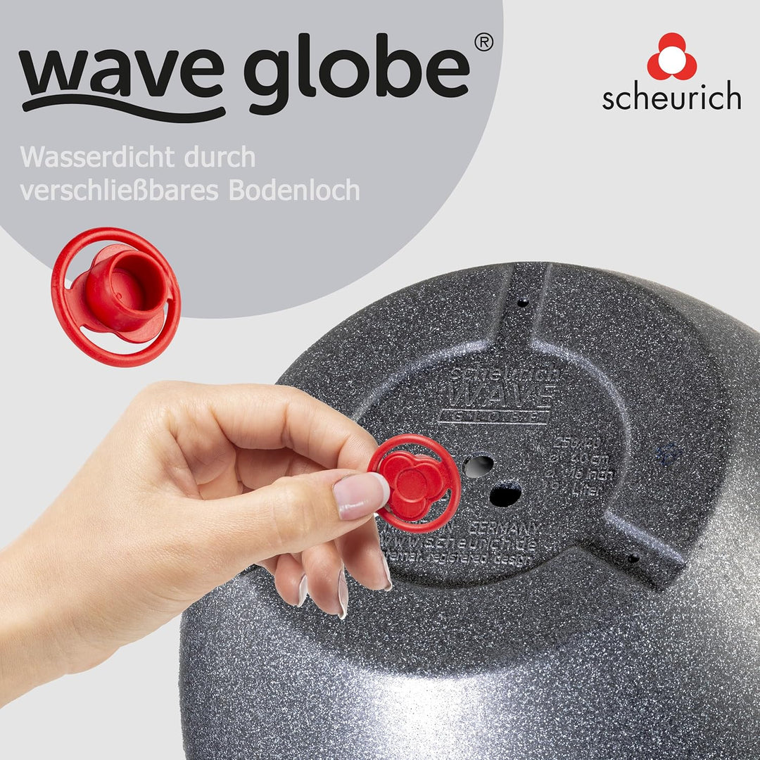 Scheurich Wave Globe, Pflanzgefäss aus Kunststoff, Schwarz-Granit, 50 cm Durchmesser, 37,1 cm hoch,