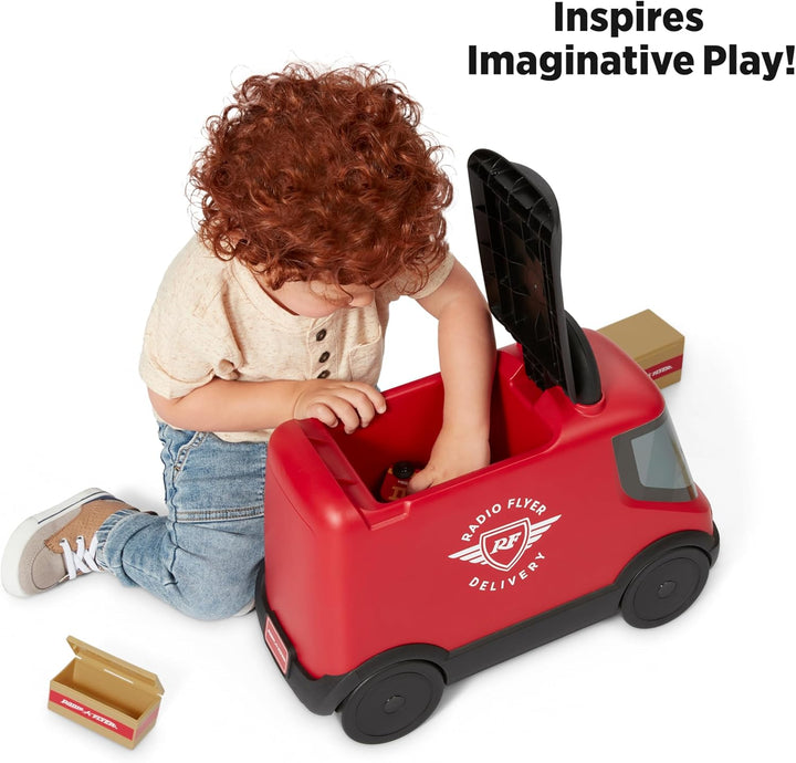 Radio Flyer Ride & Deliver Truck, rotes Rutschfahrzeug für Kleinkinder ab 2 Jahren