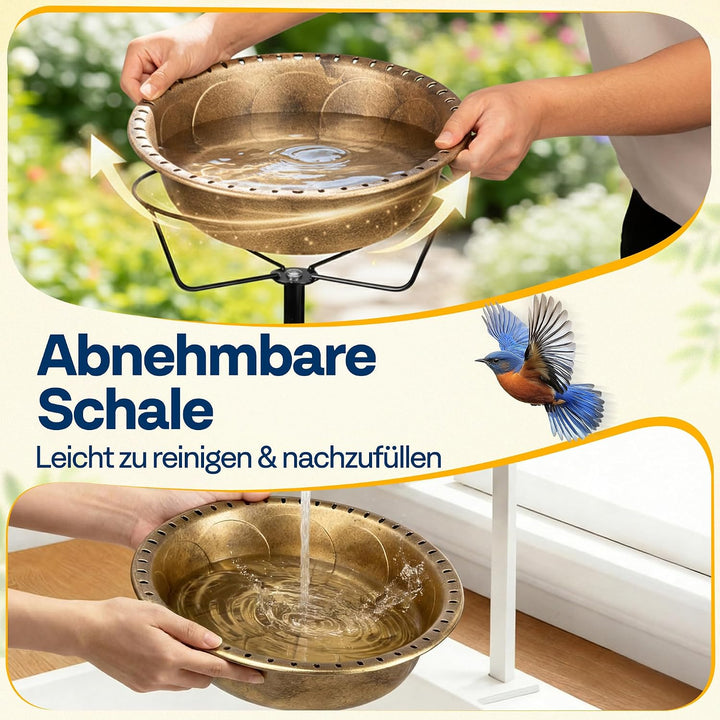 VIVOHOME Vogeltränke 71cm hoch Polyresin leicht antike Optik, Kupfer | Edles Design mit metallischer