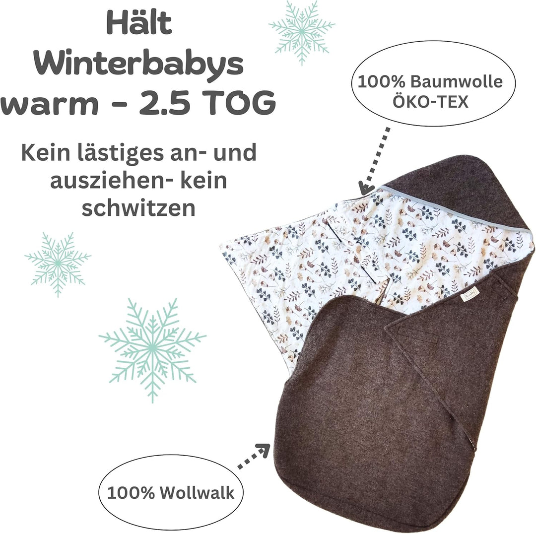 Swaddyl WOLLWALK Einschlagdecke Babyschale - Baby Fusssack - Maxi-Cosi Decke - Einschlagdecken für K