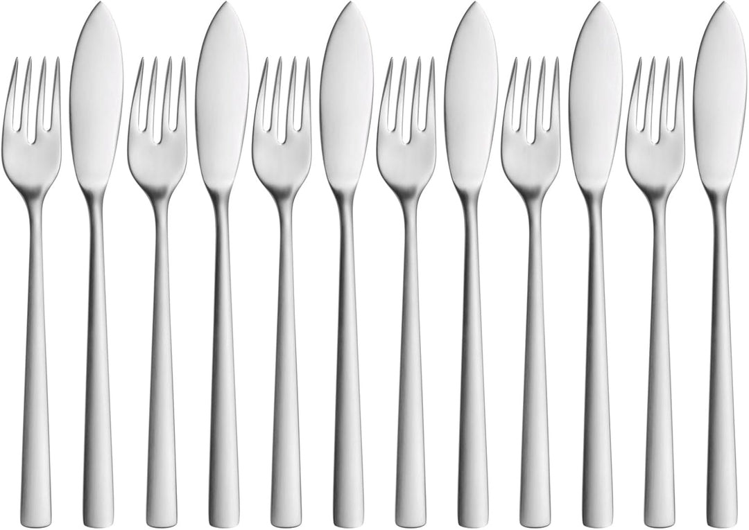 WMF Corvo Fischbesteck 12 teilig, 6 Personen, Fischgabel, Fischmesser, Cromargan protect Edelstahl t
