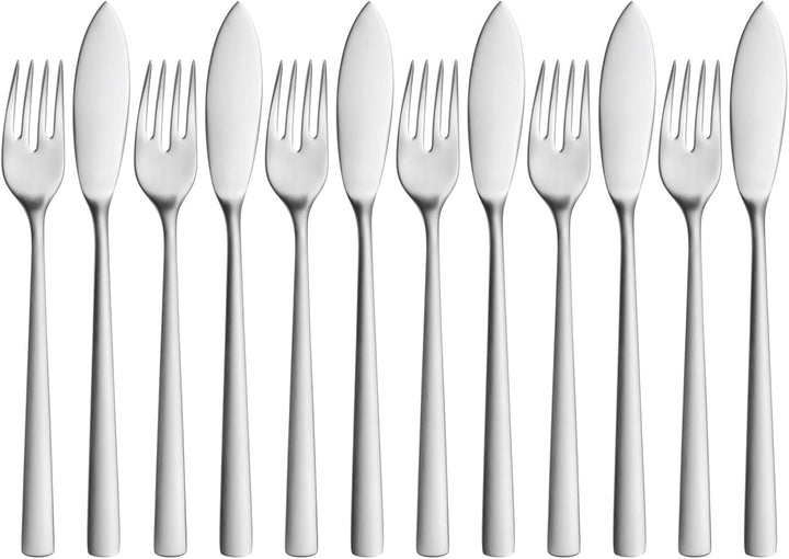 WMF Corvo Fischbesteck 12 teilig, 6 Personen, Fischgabel, Fischmesser, Cromargan protect Edelstahl t