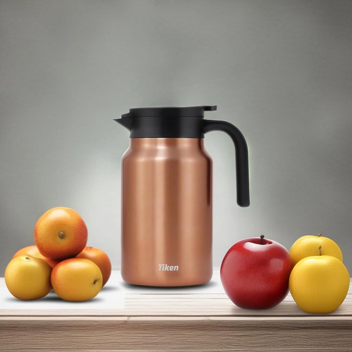 Tiken 1.5L Thermoskanne aus Doppelwandingem Edelstahl Isolierkanne Kaffeekanne mit Quick Tip Verschl