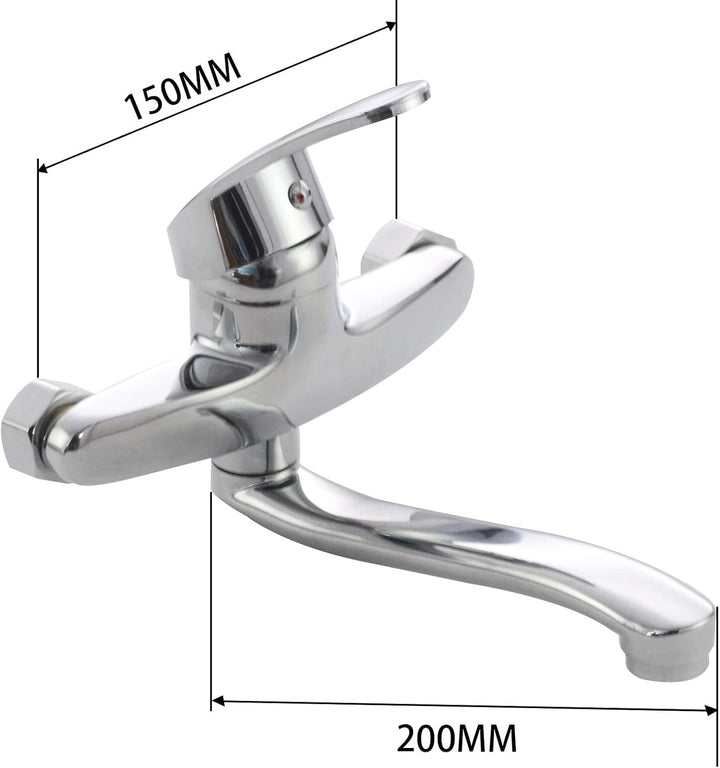 Wandmontage Küchenarmatur Mixer Wasserhahn Küchenspüle Heiss Und Kalt Verchromt Einhand-Mixer Wasser