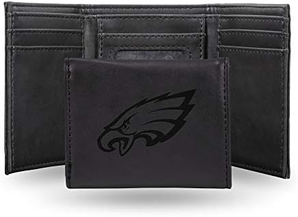 Rico Industries NFL Geldbörse mit Lasergravur, dreifach faltbar, Schwarz Philadelphia Eagles, Philad
