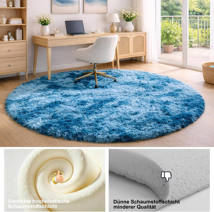 ROHATIM Schlafzimmer Plüsch Teppich Rund,Flauschiger Teppich für Wohnzimmer,modernes Wohnzimmer,Mädc