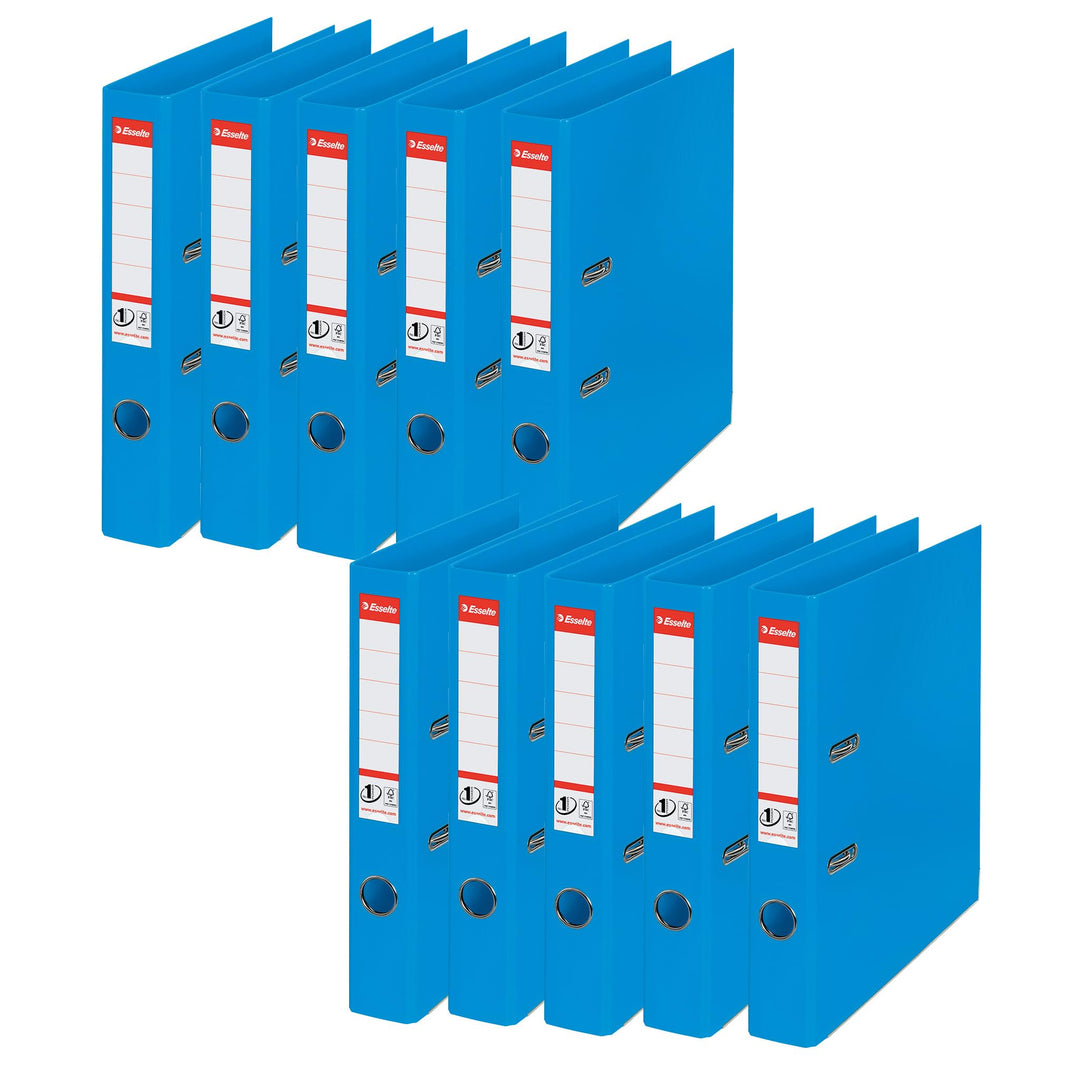 Esselte 624071 Mini-Aktenordner PVC Raumsparschlitze 50 mm Rücken A4 10 Stück blau Schmal Blau 10er