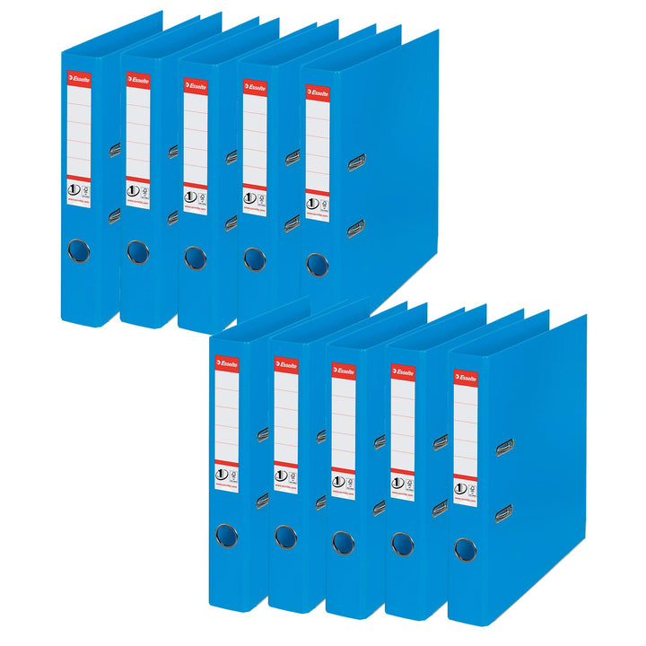 Esselte 624071 Mini-Aktenordner PVC Raumsparschlitze 50 mm Rücken A4 10 Stück blau Schmal Blau 10er