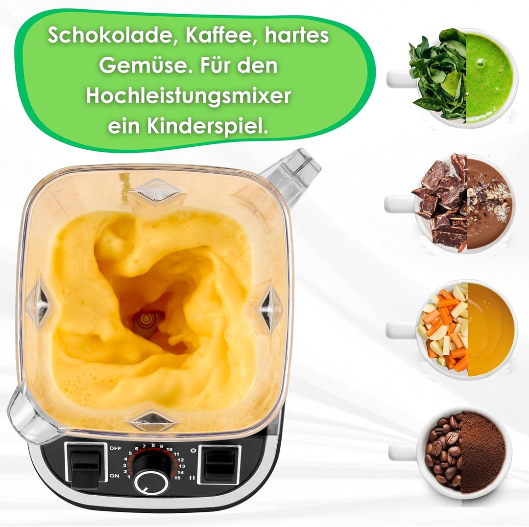 Hochleistungsmixer Professioneller Standmixer 2L BPA Frei Smoothie Maker Gastro Universalmixer Power