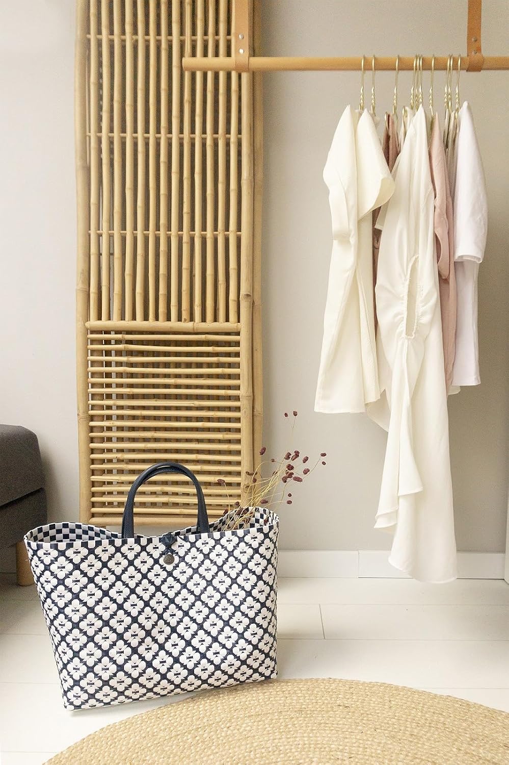 Handed By - Tasche, Markttasche, Einkaufstasche, Shopper - Motif Bag - blau/weiss - Grösse L