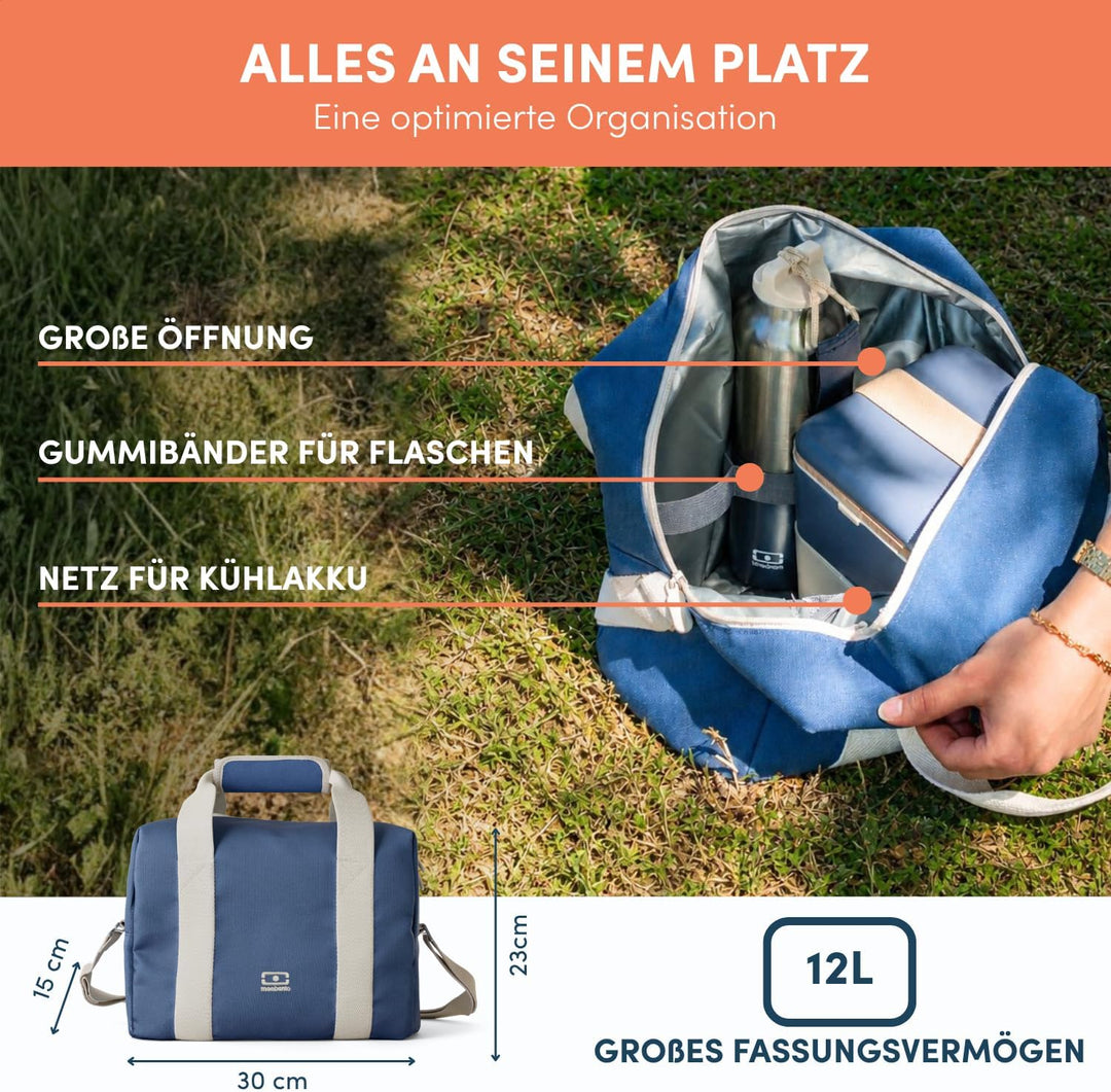 Monbento Kühltasche 12L - Grosse Lunchtasche für 2 Personen - Blau