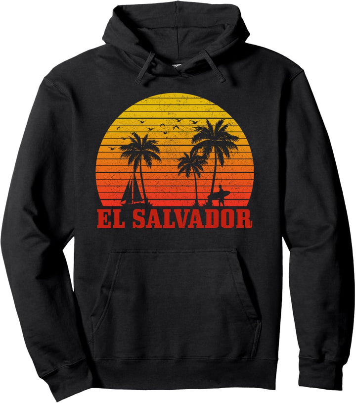 El Salvador Surfer Vintage Karibik Souvenir Pullover Hoodie